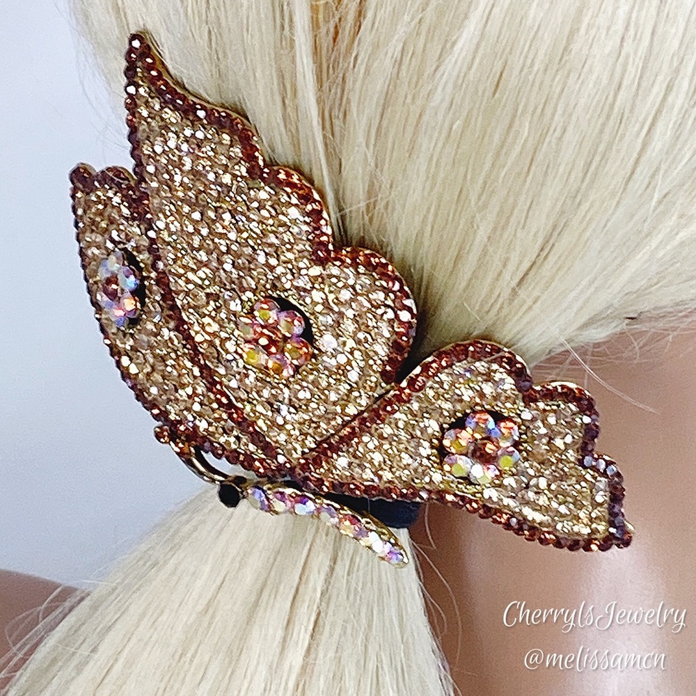 RARE  Gorgeous Swarovski Butterfly Hair Barrette - Picture 3 of 10